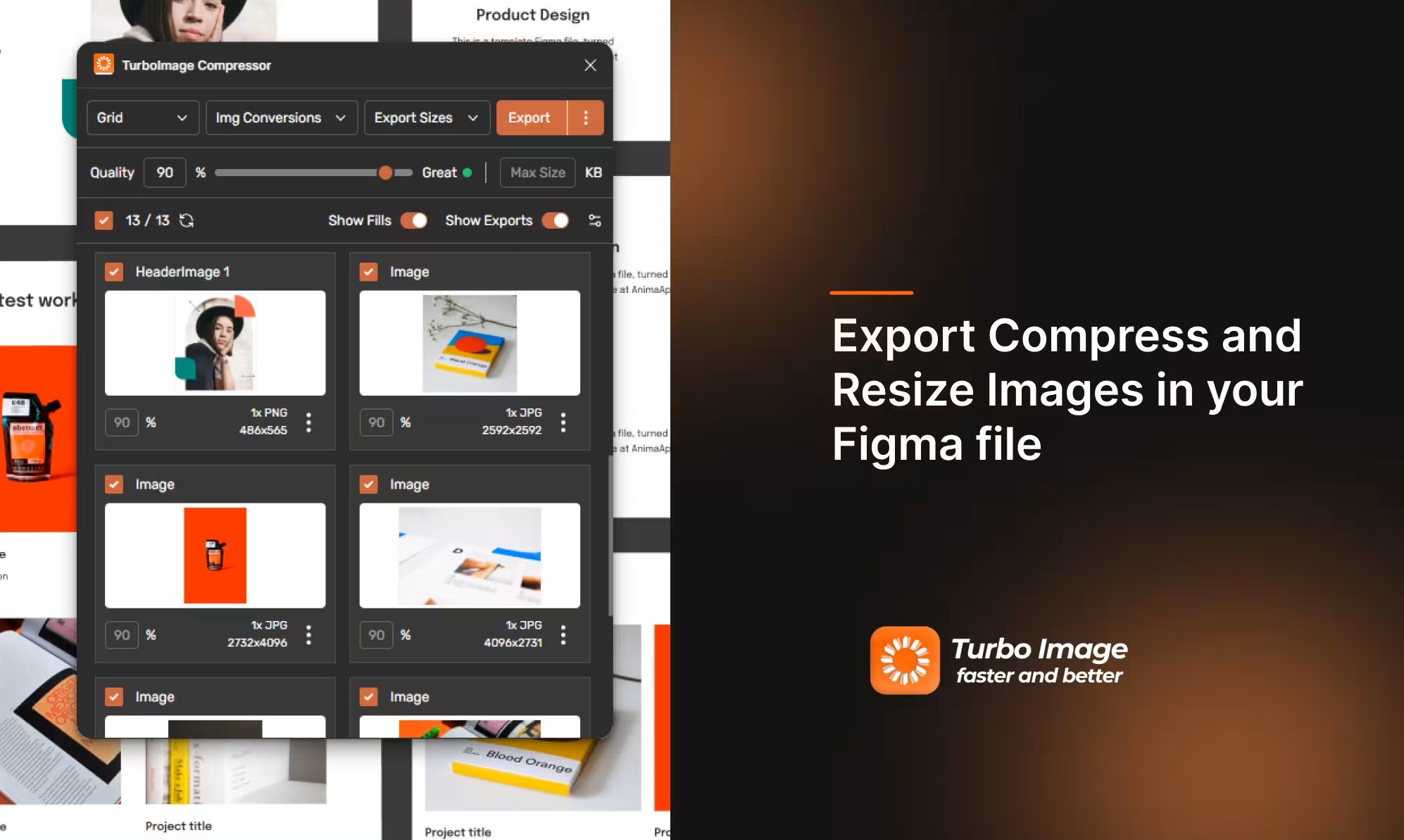 Turbo Image Compressor & Exporter interface in Figma
